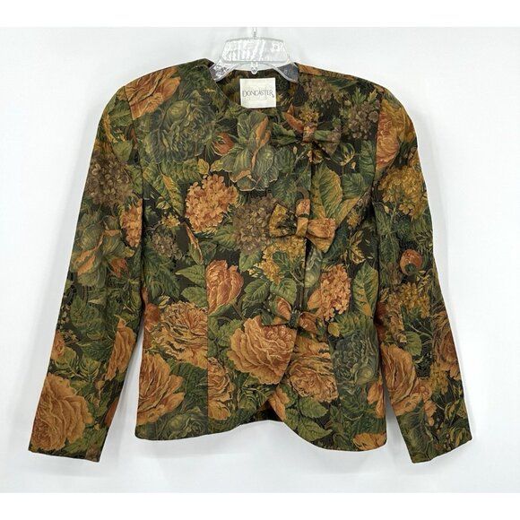 vintage 90s BROCADE JACKET BLAZER bow tapestry floral business retro colorful 8 - Picture 1 of 8